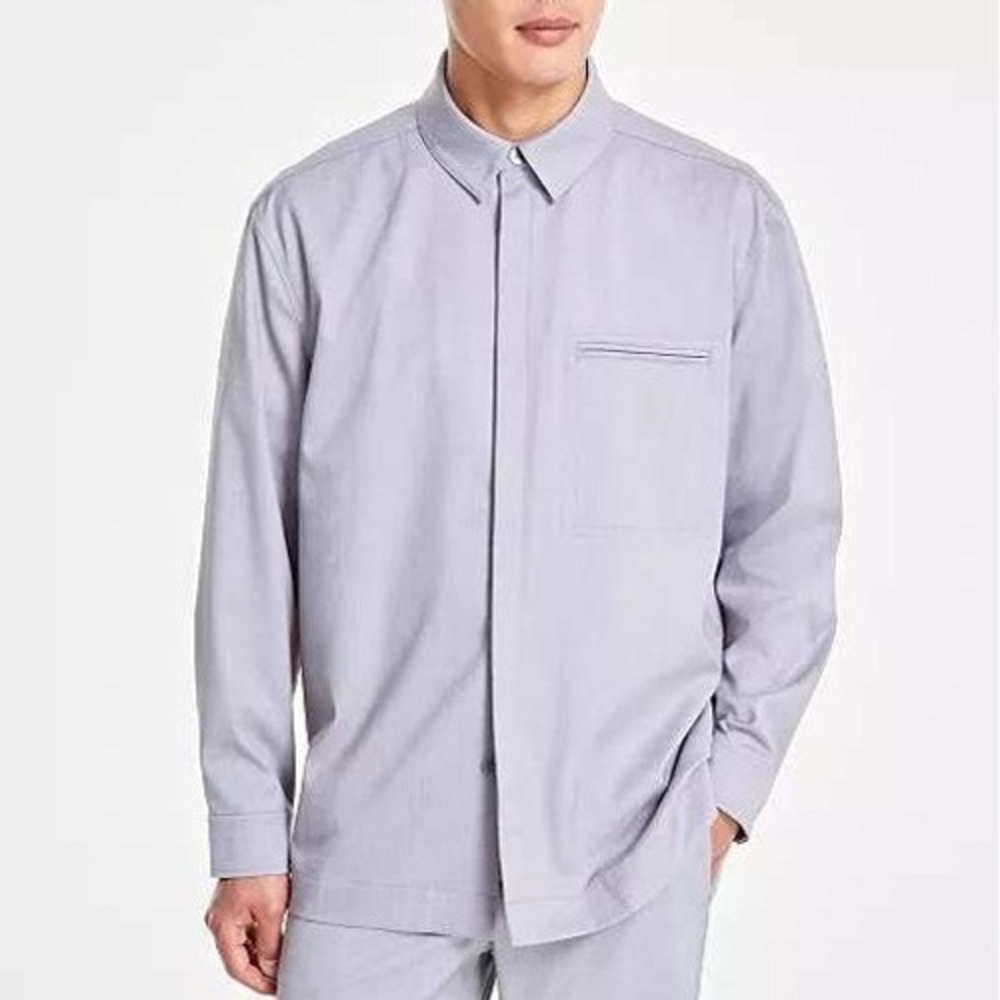 Alfani Mens XL Clean One Pocket‎ Heathered Shirt Jacket Grey Stretch 100185384MN